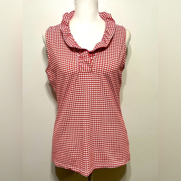 J. McLaughlin Tops - J. McLaughlin Catalina Cloth Durham Ruffle Houndstooth Plaid Sleeveless Shirt